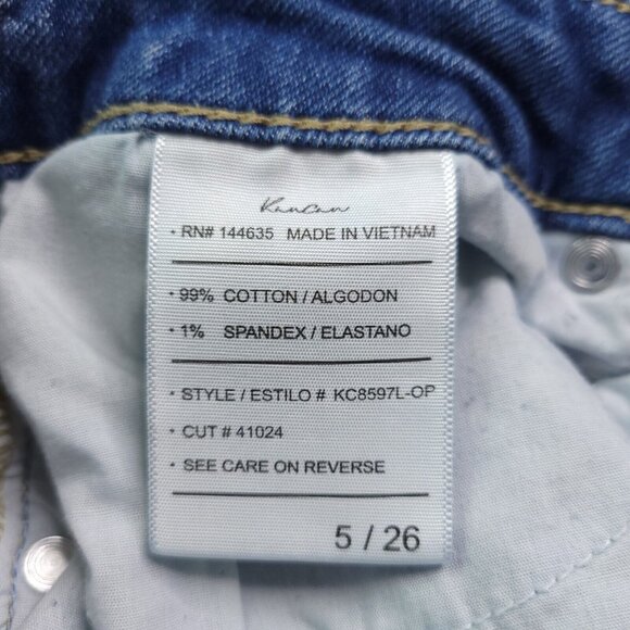 Kancan Straight Leg Jeans 5 Distressed Light Wash Mid Rise Stretch Juniors - Picture 9 of 9